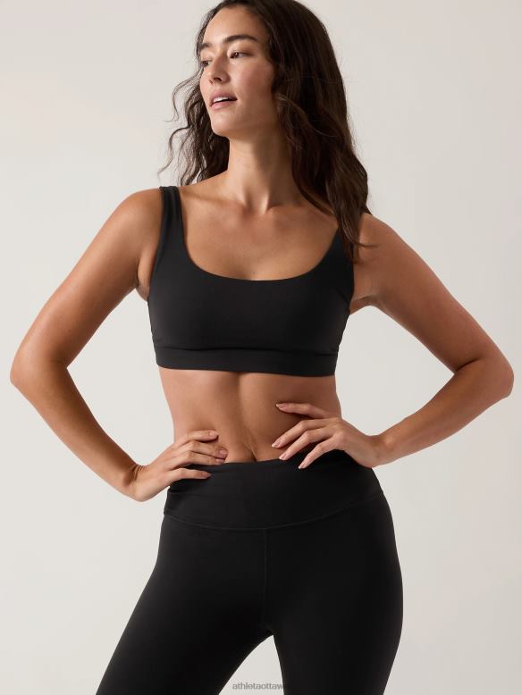 Athleta Exhale Bra A-C Women Black Bras & Underwear | VHFL2593