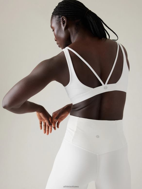 Athleta Exhale Bra A-C Women White Bras & Underwear | VHFL2658