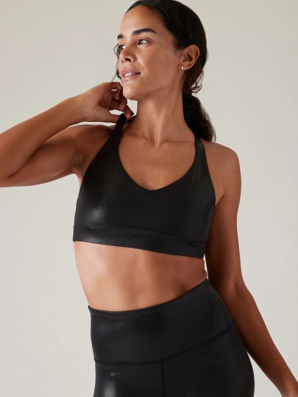 Athleta Solace Bra A-C Women Black Shine Bras & Underwear | VHFL2731