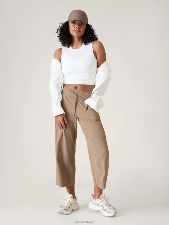 Athleta Avenue Wide Leg Crop Pant Women Pyrite Clothing VHFL226