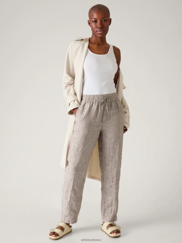 Athleta Retreat Linen Ankle Pant Women Pyrite Clothing VHFL266