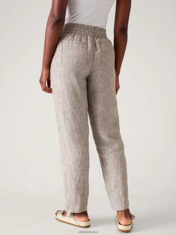 Athleta Retreat Linen Ankle Pant Women Pyrite Clothing VHFL266