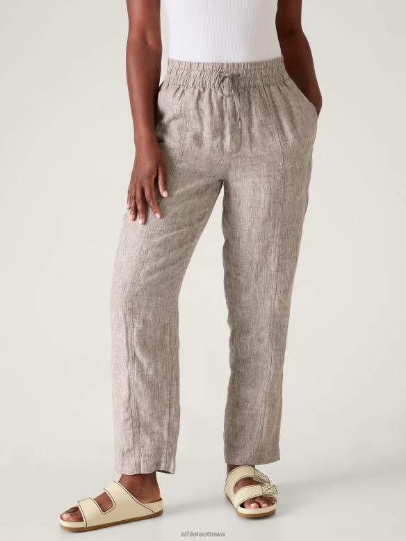 Athleta Retreat Linen Ankle Pant Women Pyrite Clothing VHFL266