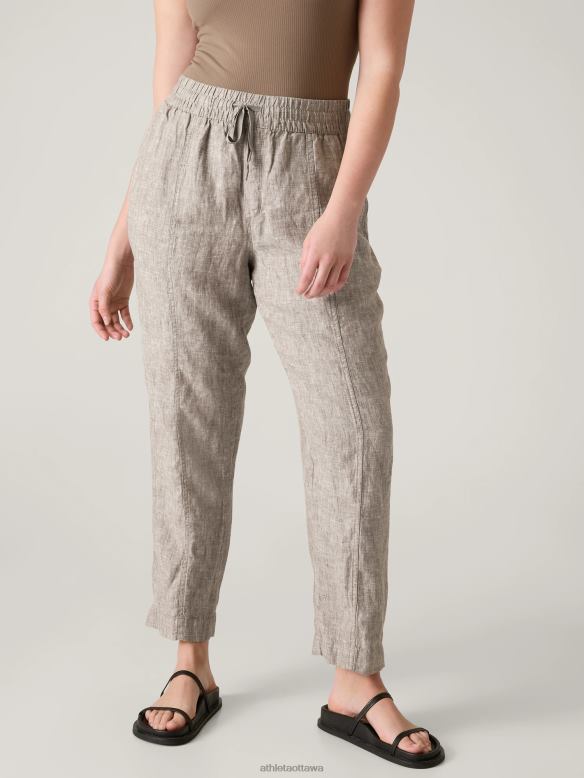 Athleta Retreat Linen Ankle Pant Women Pyrite Clothing VHFL266