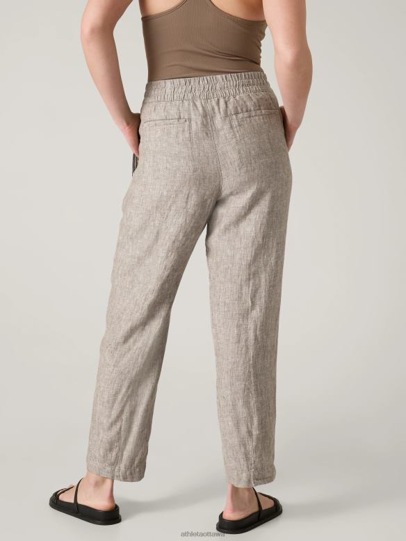 Athleta Retreat Linen Ankle Pant Women Pyrite Clothing VHFL266