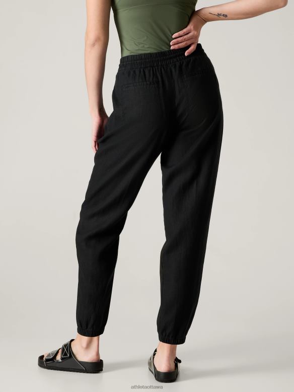 Athleta Retreat Linen Jogger Women Black Clothing VHFL2100