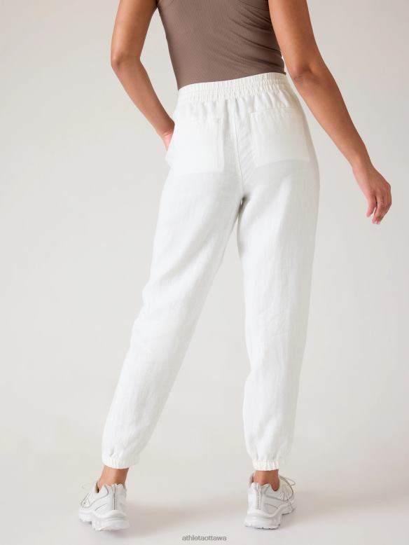 Athleta Retreat Linen Jogger Women Calla Lily Clothing VHFL213