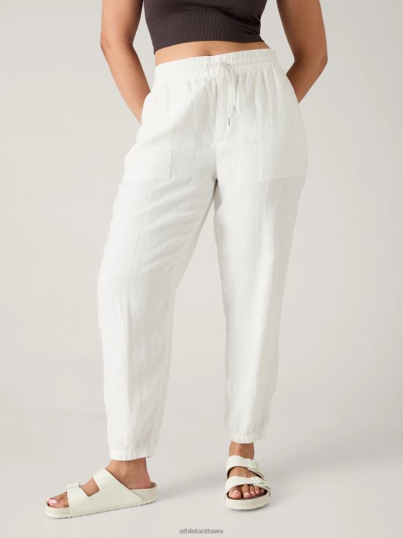 Athleta Retreat Linen Jogger Women Calla Lily Clothing VHFL213