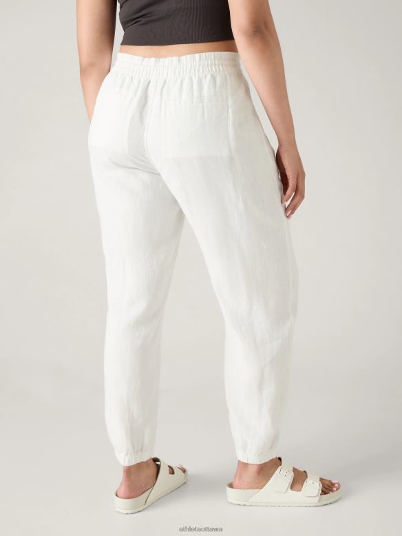 Athleta Retreat Linen Jogger Women Calla Lily Clothing VHFL213