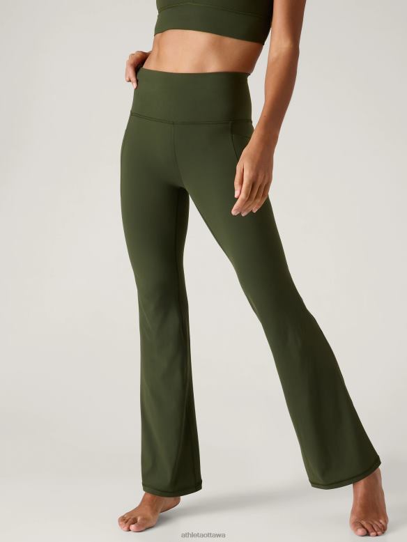 Athleta Salutation Stash Flare Pant Women Aspen Olive Clothing VHFL2113