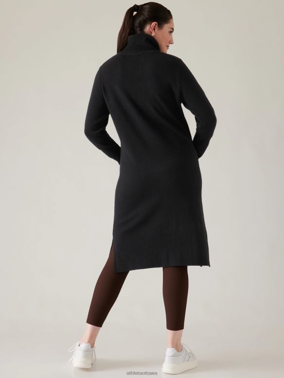 Athleta Alpine Turtleneck Sweater Dress Women Black Clothing VHFL2401