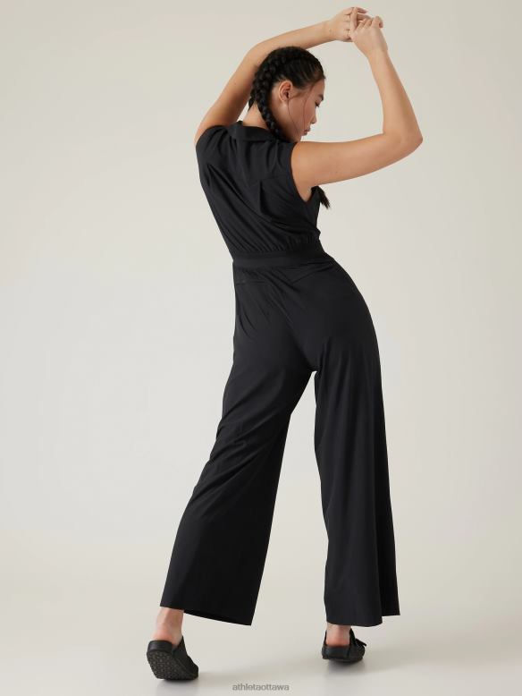 Athleta Brooklyn Heights Wide Leg Jumpsuit Women Black Clothing VHFL2759