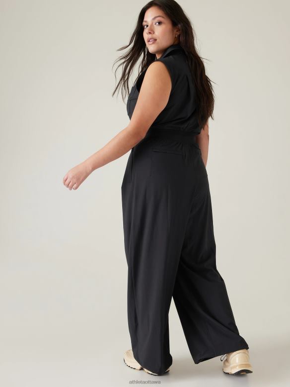 Athleta Brooklyn Heights Wide Leg Jumpsuit Women Black Clothing VHFL2759