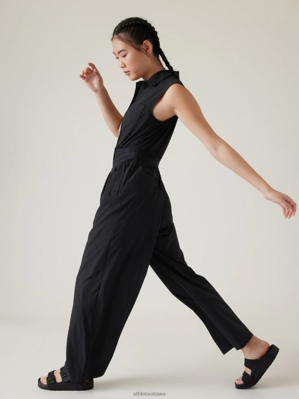 Athleta Brooklyn Heights Wide Leg Jumpsuit Women Black Clothing VHFL2759