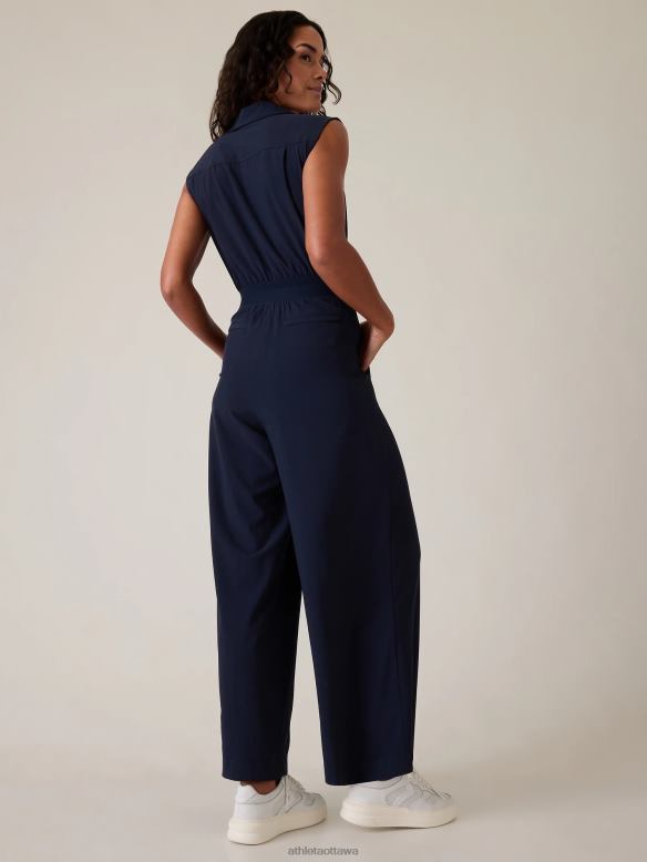 Athleta Brooklyn Heights Wide Leg Jumpsuit Women Navy Clothing VHFL2752