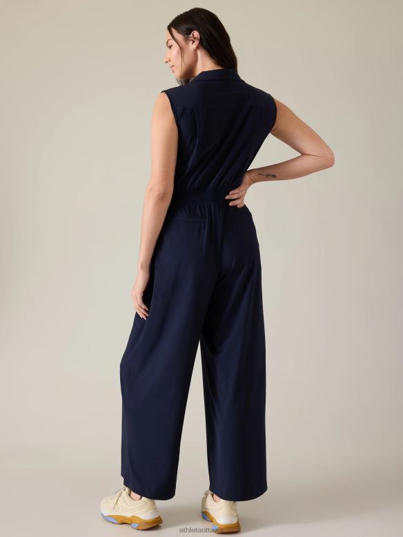 Athleta Brooklyn Heights Wide Leg Jumpsuit Women Navy Clothing VHFL2752