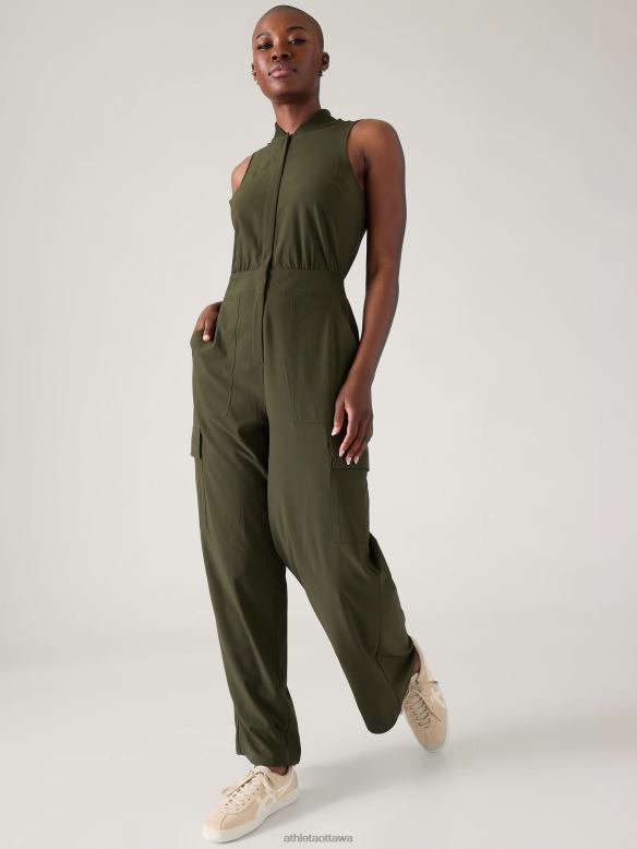 Athleta Brooklyn Utility Jumpsuit Women Aspen Olive Clothing VHFL2747