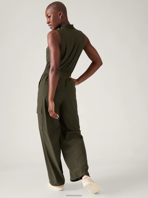 Athleta Brooklyn Utility Jumpsuit Women Aspen Olive Clothing VHFL2747