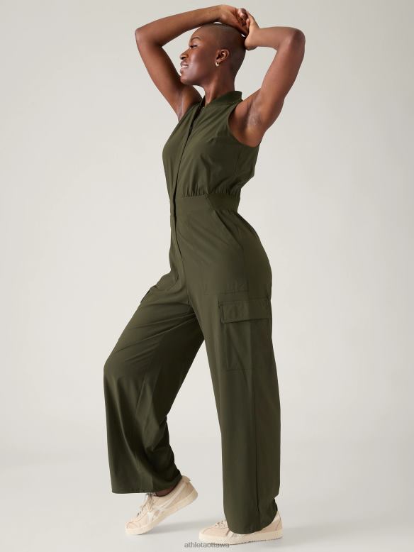 Athleta Brooklyn Utility Jumpsuit Women Aspen Olive Clothing VHFL2747