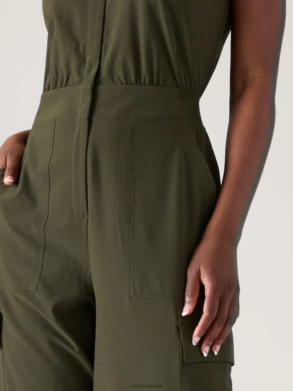 Athleta Brooklyn Utility Jumpsuit Women Aspen Olive Clothing VHFL2747