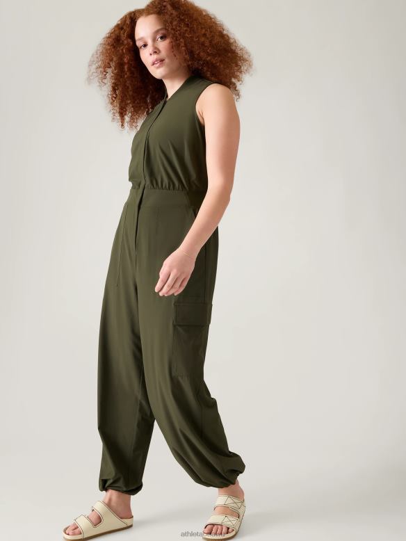 Athleta Brooklyn Utility Jumpsuit Women Aspen Olive Clothing VHFL2747