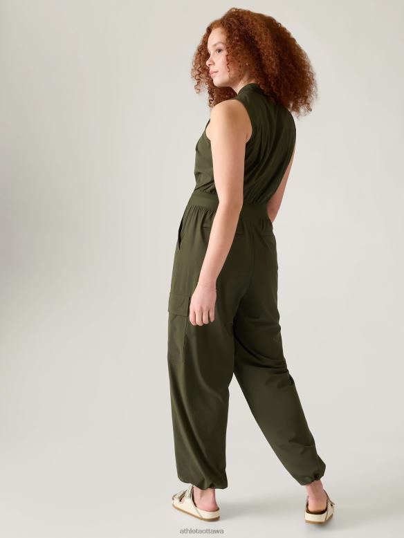 Athleta Brooklyn Utility Jumpsuit Women Aspen Olive Clothing VHFL2747