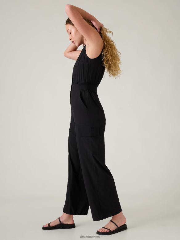 Athleta Brooklyn Utility Jumpsuit Women Black Clothing VHFL2746