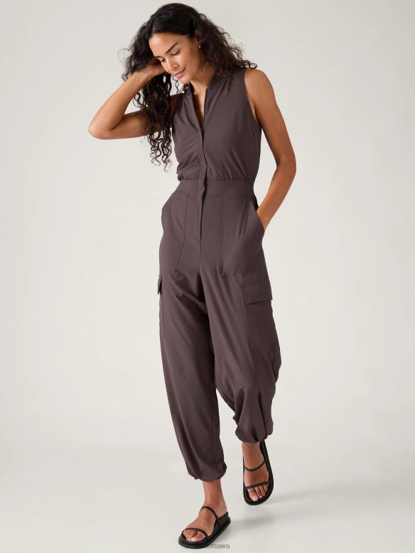 Athleta Brooklyn Utility Jumpsuit Women Shale Clothing VHFL2745