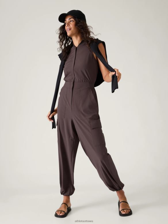 Athleta Brooklyn Utility Jumpsuit Women Shale Clothing VHFL2745