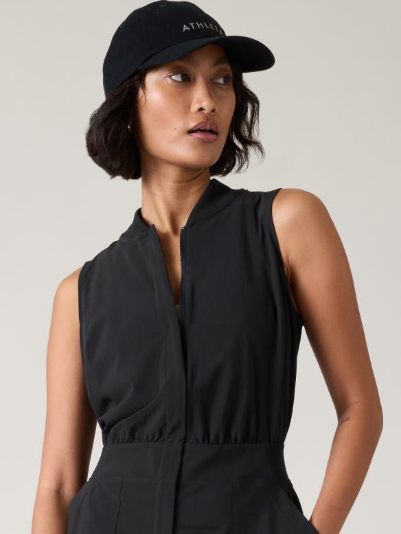 Athleta Brooklyn Utility Romper Women Black Clothing VHFL2748