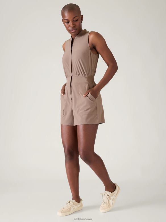 Athleta Brooklyn Utility Romper Women Pyrite Clothing VHFL2741