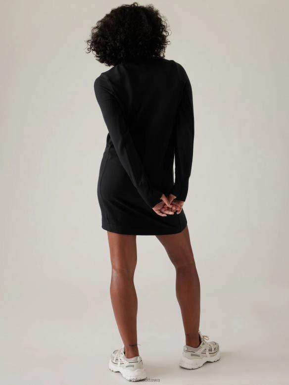 Athleta Coaster Luxe Sweatshirt Dress Women Black Clothing VHFL2774