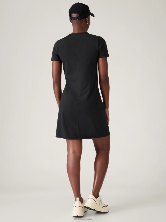 Athleta Essential Tee Dress Women Black Clothing VHFL2763