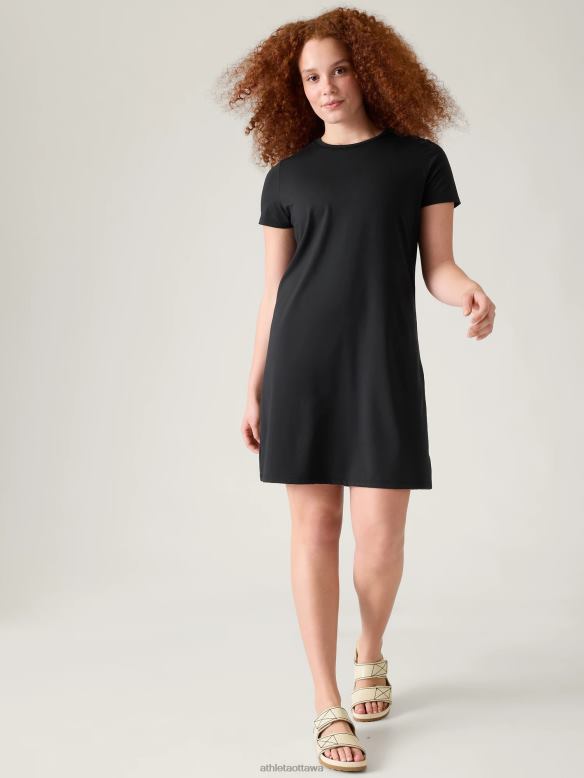 Athleta Essential Tee Dress Women Black Clothing VHFL2763