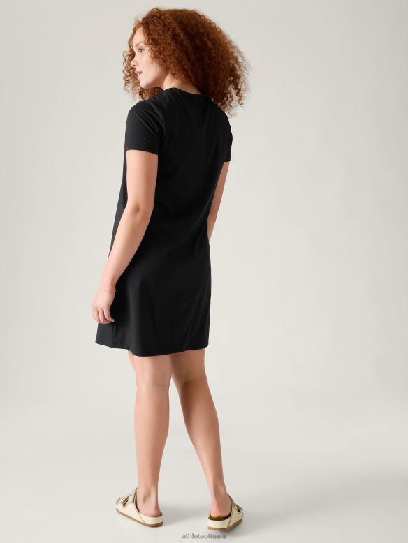 Athleta Essential Tee Dress Women Black Clothing VHFL2763