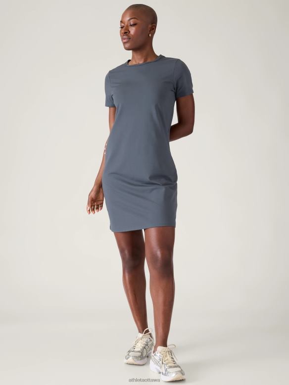 Athleta Essential Tee Dress Women Granite Blue Clothing VHFL2738