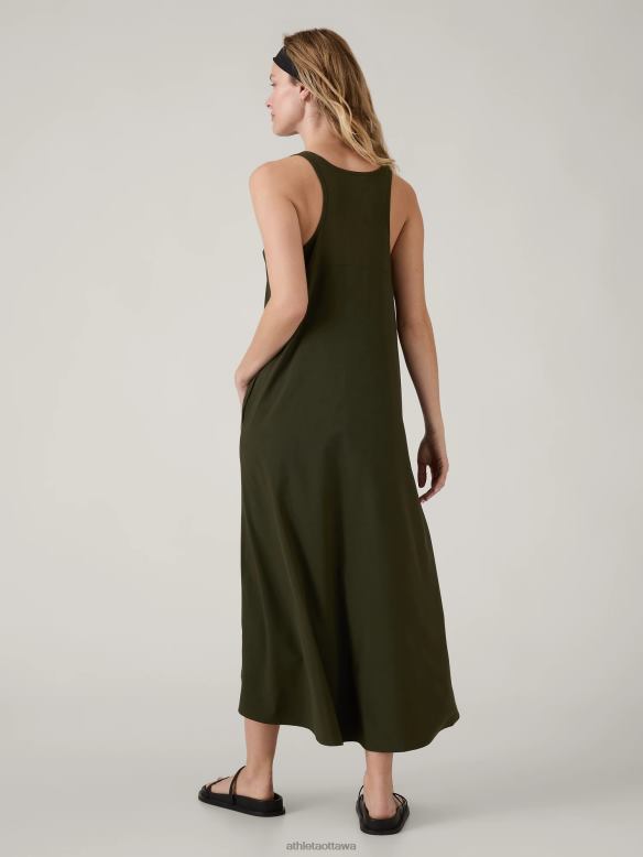 Athleta Presidio Traveler Maxi Dress Women Aspen Olive Clothing VHFL2753