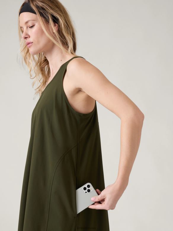 Athleta Presidio Traveler Maxi Dress Women Aspen Olive Clothing VHFL2753