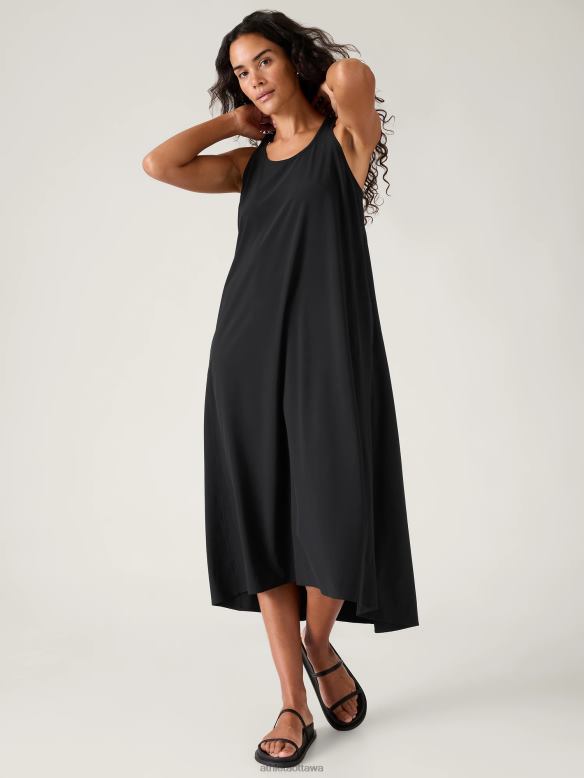 Athleta Presidio Traveler Maxi Dress Women Black Clothing VHFL2750