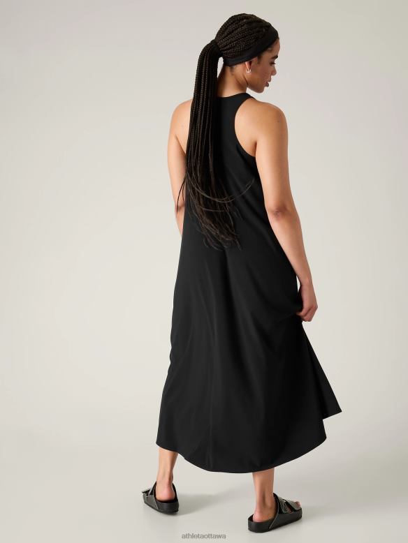 Athleta Presidio Traveler Maxi Dress Women Black Clothing VHFL2750