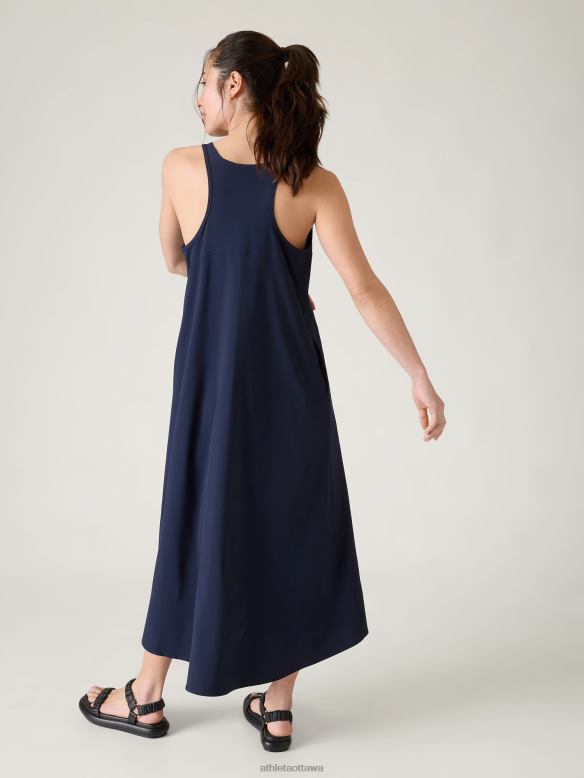 Athleta Presidio Traveler Maxi Dress Women Navy Clothing VHFL2742