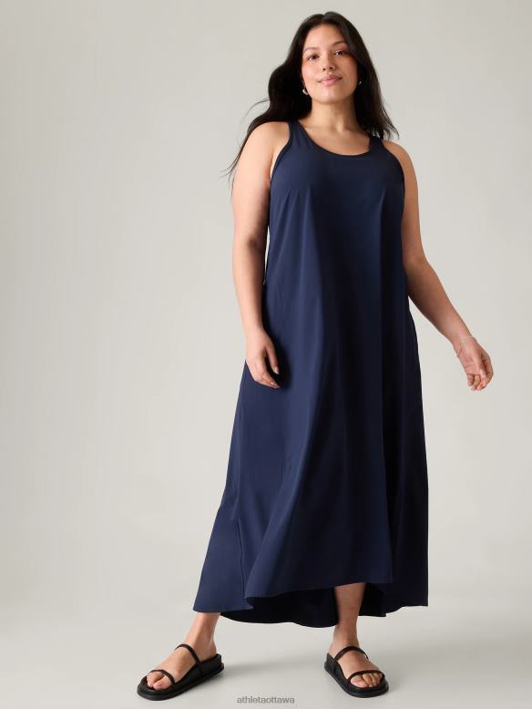 Athleta Presidio Traveler Maxi Dress Women Navy Clothing VHFL2742