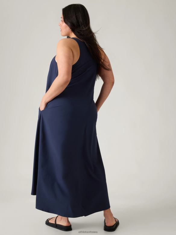 Athleta Presidio Traveler Maxi Dress Women Navy Clothing VHFL2742