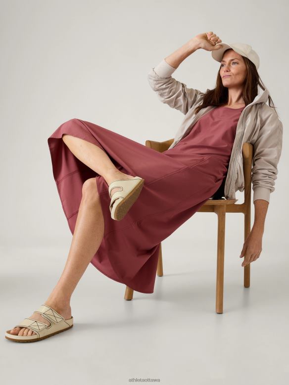 Athleta Presidio Traveler Maxi Dress Women Rosewood Clothing VHFL2770