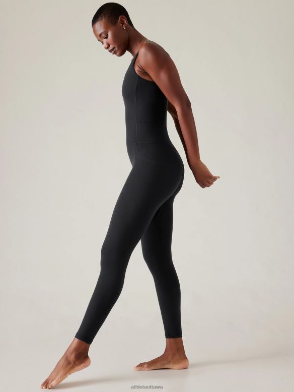 Athleta Salutation 7/8 Bodysuit Women Black Clothing VHFL2772