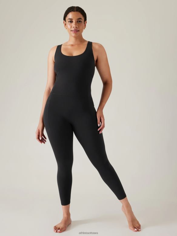 Athleta Salutation 7/8 Bodysuit Women Black Clothing VHFL2772