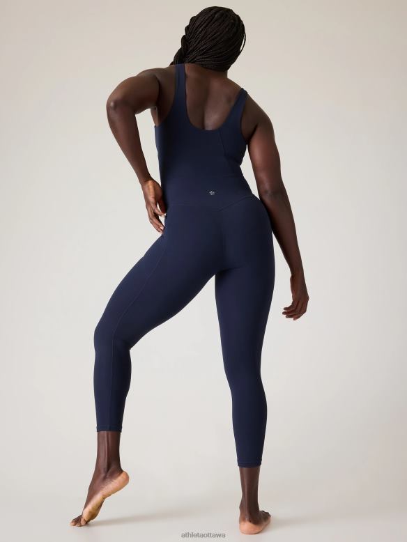 Athleta Salutation 7/8 Bodysuit Women Navy Clothing VHFL2776