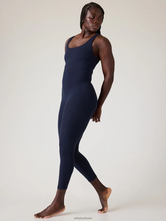 Athleta Salutation 7/8 Bodysuit Women Navy Clothing VHFL2776