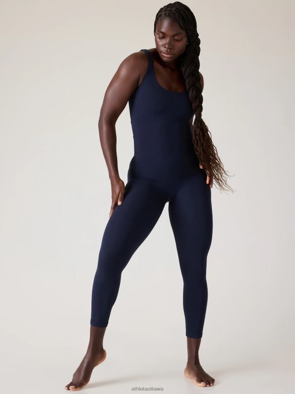 Athleta Salutation 7/8 Bodysuit Women Navy Clothing VHFL2776