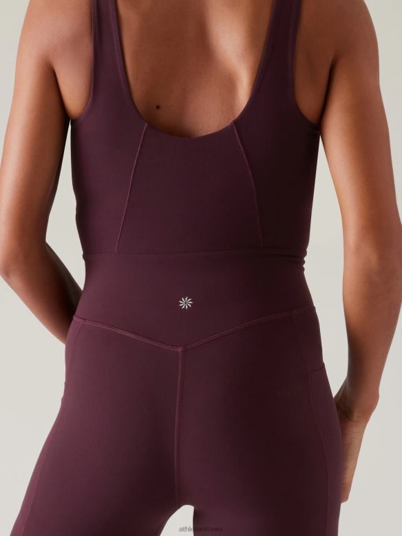 Athleta Salutation 7/8 Bodysuit Women Spiced Cabernet Clothing VHFL2781